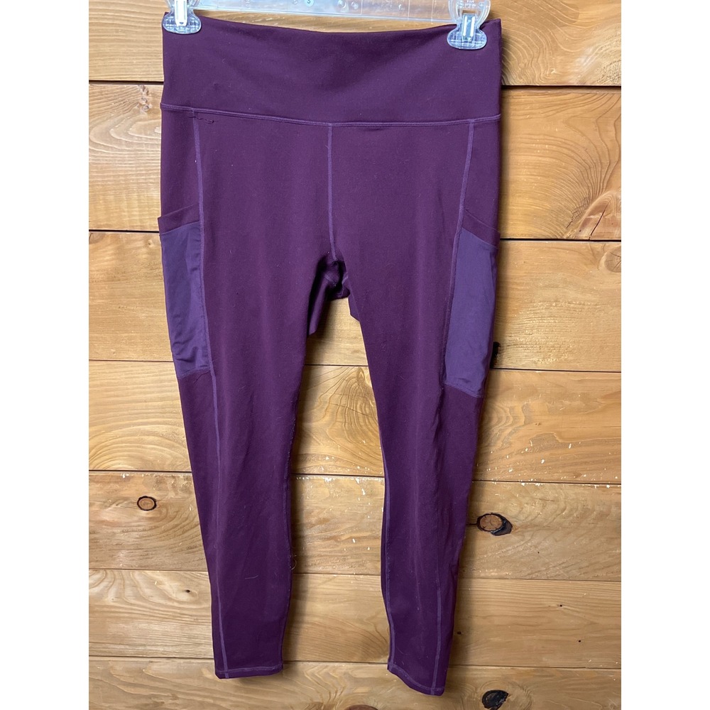 Fabletics PowerHold Burgundy High‎ Waisted Pocket Leggings Women's Large  active